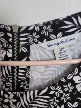 Tommy Bahama Black & White Floral Zip-Back Top Midi Dress